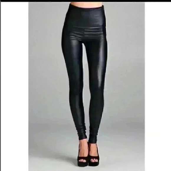 New Solid Faux Leather legging - Picture 1 of 16